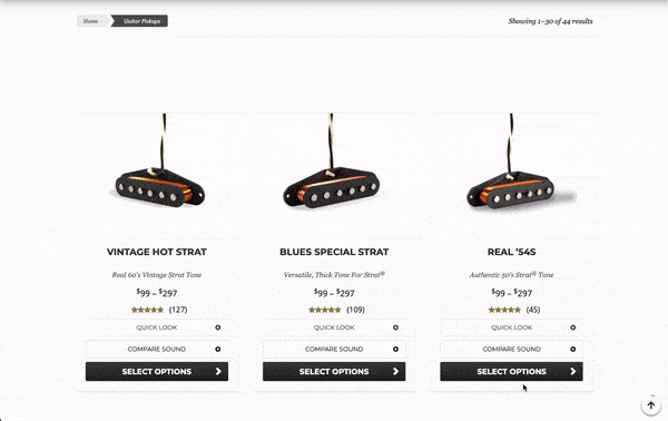 A gif showing how to compare two products