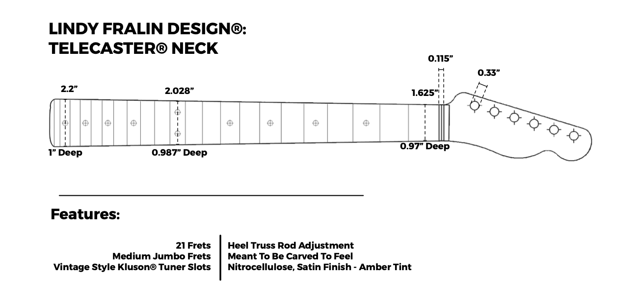 Lindy Fralin Telecaster Neck Dimensions