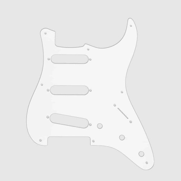 WHITE 1PLY STRATOCASTER PICKGUARD HSS - Clandestine Guitars