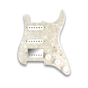 Fralin HSS Prewired Pickguard with White Covers and Polished Nickel Cover