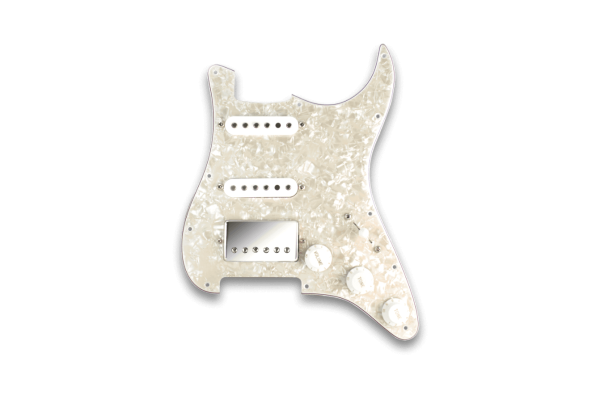 Fralin HSS Prewired Pickguard with White Covers and Polished Nickel Cover