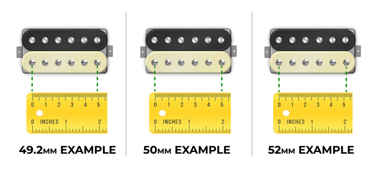 Three examples of different string spacings