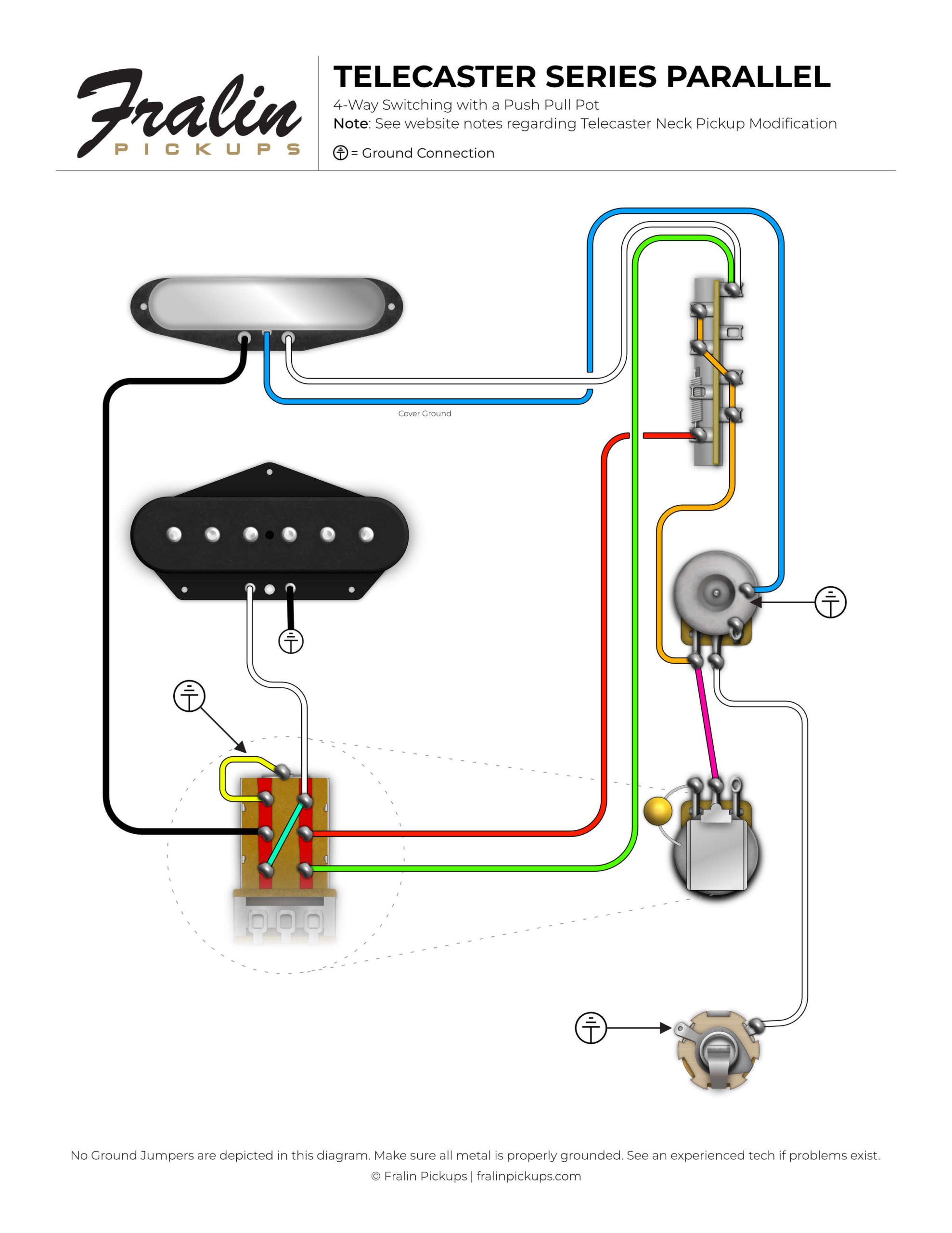 Telecaster with 4 Way Switching Push Pull Pot diagram